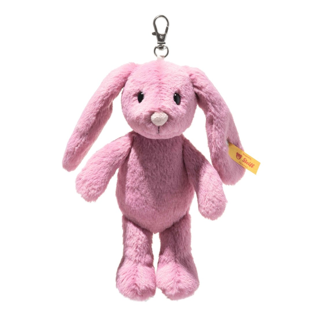 Steiff Friends Anhänger Hase Hoppie pink aus weichem Plüsch mit dem klassischen Knopf im Ohr
