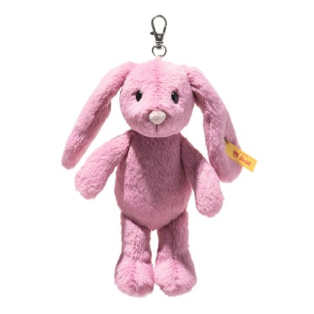 Steiff Friends Anhänger Hase Hoppie pink aus weichem Plüsch mit dem klassischen Knopf im Ohr