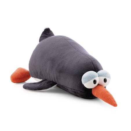 NICI Wild Winter Pinguin Jorge Thunder liegend aus schwarzem Kurzflorplüsch mit orangen Füßen