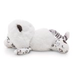 liegendes NICI Wild Winter Kuscheltier Schneeleopard Eleni Snowbell von der Seite