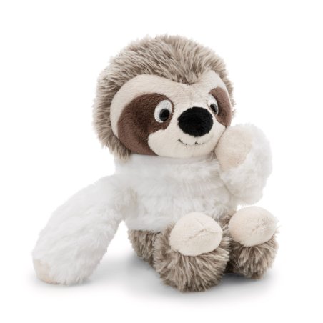 NICI Wild Winter Faultier Izzy Icetumbler aus braunem Plüsch mit einem weißen Jäckchen