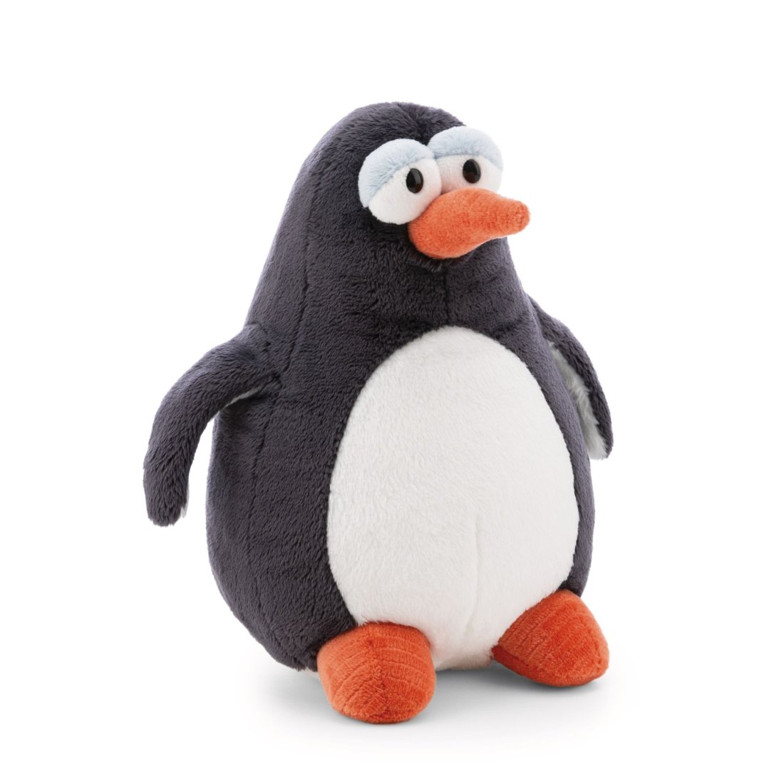 NICI Wild Winter Pinguin Jorge Thunder aus anthrazitgrauem Plüsch mit weißem Bauch und orange Füßen