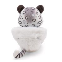 NICI Wild Winter Schneeleopard Eleni Snowbell, Rückseite sitzendes Kuscheltier ohne Kapuze auf dem Kopf