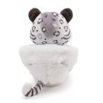 NICI Wild Winter Schneeleopard Eleni Snowbell, Rückseite sitzendes Kuscheltier ohne Kapuze auf dem Kopf