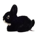 Hermann TEDDY Collection Hase schwarz, sitzendes Kuscheltier von der Seite