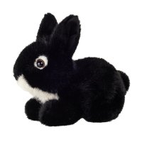 Hermann TEDDY Collection Hase aus schwarzem Plüsch mit einem weißem Bauch und weißen Augenringen
