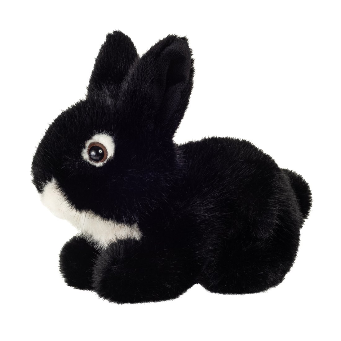 Hermann TEDDY Collection Hase aus schwarzem Plüsch mit einem weißem Bauch und weißen Augenringen