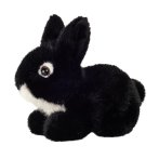Hermann TEDDY Collection Hase aus schwarzem Plüsch mit einem weißem Bauch und weißen Augenringen