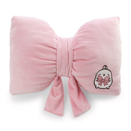 NICI Molang rosa Schleife, Vorderseite Kuschelkissen mit Molang Applikation