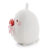 NICI Molang Kuscheliter mit rosarotem Herzlolli von der Seite