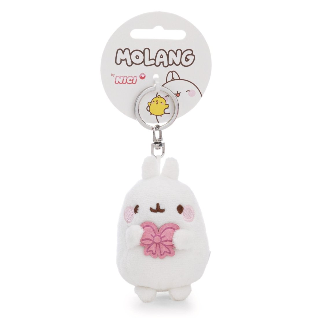 NICI Molang Anhänger mit rosa Schleife und Headerkarte