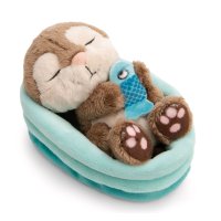 NICI Sleeping Pets Otter mit Fisch im Körbchen 