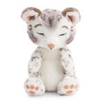NICI Sleeping Pets Schneeleopard aus hellgrauem Plüsch mit gestickten, geschlossenen Augen