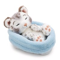 NICI Sleeping Pets Kuscheltier Schneeleopard im eisblauen Körbchen