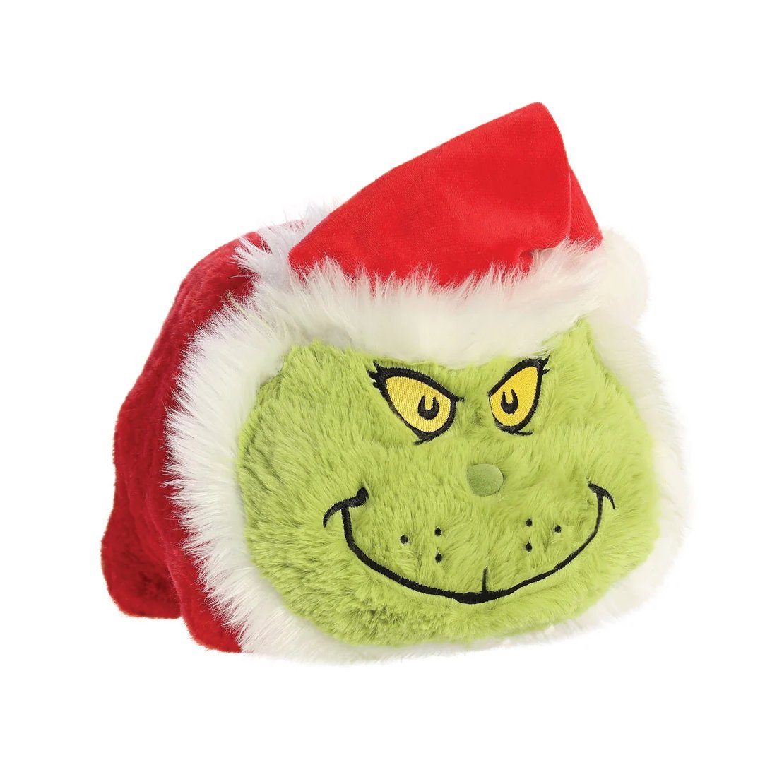 Spudsters Kuscheltier Dr. Seuss der Grinch Santa aus grünem Plüsch mit Weihnachtsmütze und rotem Overall