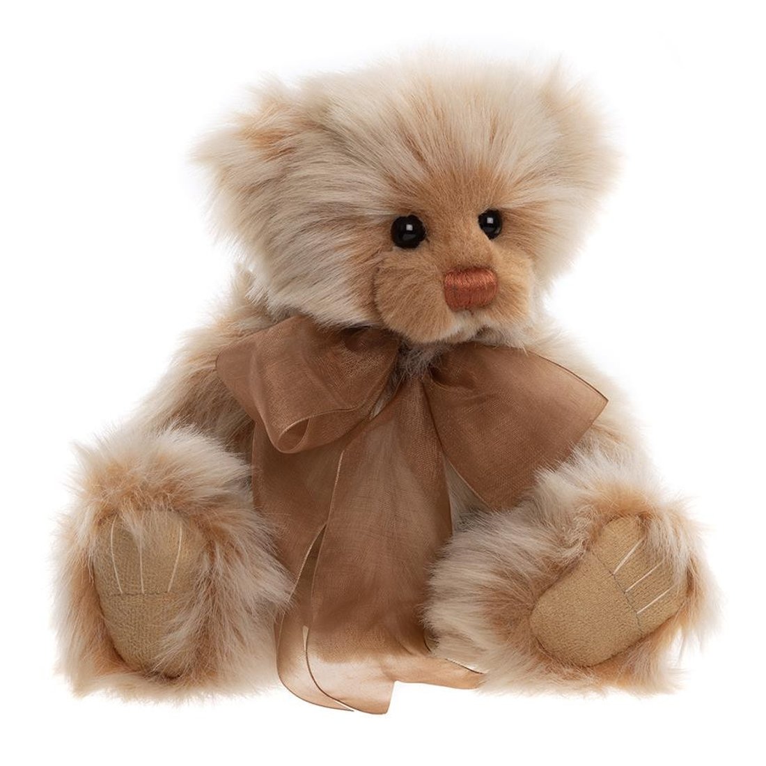 Charlie Bears Teddybär Monday aus braunem Plüsch mit einer braunen Tüllschleife
