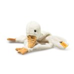 Steiff Friends Schmusetuch Gans Gilda aus weißem Plüsch mit gelben Füßen und einem gelben Schnabel