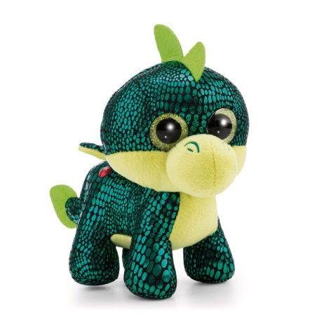 Nici GLUBSCHIS Drache Parko aus dunkelgrünem Glitzerstoff mit hellgelben Akzenten und grünen Glitzeraugen