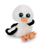 Nici GLUBSCHIS Storch Sir Sorto aus weißem Plüsch mit schwarzen Flügeln und blauen Glitzeraugen
