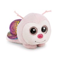 Nici GLUBSCHIS Schnecke Snilli aus rosa Plüsch mit einem buntem Haus und rosa Glitzeraugen