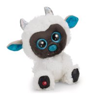 Nici GLUBSCHIS Yeti Yürgen aus weißem Plüsch mit braunen Abzeichen und blauen Glitzeraugen