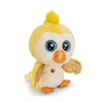 Nici GLUBSCHIS Vogel Sunita aus gelbem Plüsch mit wasserblauen Glitzeraugen und orange Füßen