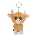 Nici GLUBSCHIS Schlüsselanhänger Hochlandring Shug aus braunem Plüsch mit grünen Glitzeraugen