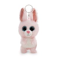 Nici GLUBSCHIS Anhänger Hase Monni-Wonni aus rosa Plüsch mit stehenden Ohren und blauen Augen
