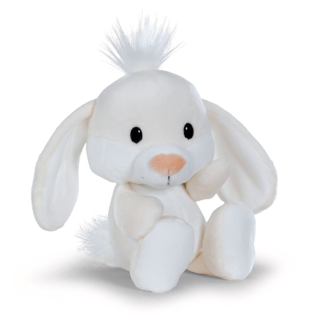 NICI Happy Rabbits Hase aus cremebeigem Plüsch mit weißem Püschelschwänzchen und schwarzen Knopfaugen