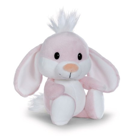 NICI Happy Rabbits Hase aus rosa Plüsch mit weißem Püschelschwänzchen und schwarzen Knopfaugen