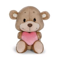 NICI Love Teddy Bär aus braunem Plüsch mit einem roten Herz und schwarzen Knopfaugen