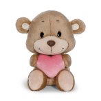 NICI Love Teddy Bär aus braunem Plüsch mit einem roten Herz und schwarzen Knopfaugen