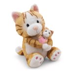 NICI Little & Me Katze mit Kind aus rot getigertem Plüsch mit weißen Abzeichen und rosa Zehen