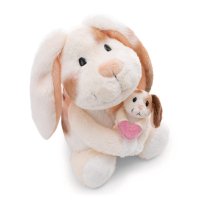NICI Little & Me Hase mit Kind aus weißem Plüsch mit braunen Flecken und langen Ohren