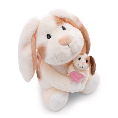 NICI Little & Me Hase mit Kind aus weißem Plüsch mit braunen Flecken und langen Ohren