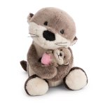 NICI Little & Me Otter mit Kind aus braunem Plüsch mit beigen Abzeichen und einer schwarzen Nase