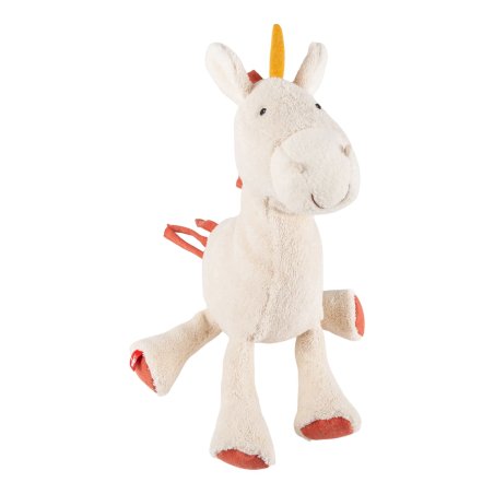 sigikid Natural Friends Schlenker Einhron aus weißem Baumwollfrottee mit rostroten Akzenten