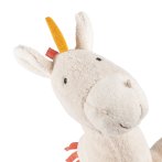 Nahaufnahme sigikid Natural Friends Einhorn: gesticktes Gesicht mit gelbem Horn von vorne