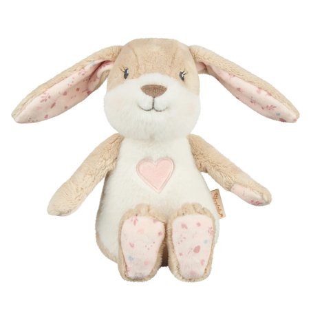 Sterntaler Kuscheltier Hase Hanni mit Rassel aus beigem und weißem Plüsch mit einem rosa Herz auf der Brust
