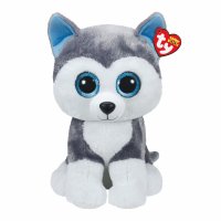 Ty Beanie Boos Husky Slush XL aus grau-weißem Plüsch mit blauen Innenohren und großen Glitzeraugen