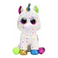 Ty Beanie Boos Kuscheltier Einhorn Harmonie XL aus weißem Plüsch mit bunten Konfettisprenkeln