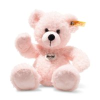 Steiff Teddybär Lotte aus rosafarbenem Plüsch mit schwarzen Knopfaugen