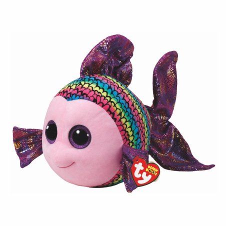 Ty Beanie Boos Regenbogenfisch Flippy XL aus buntem Plüsch mit großen Glitzeraugen und bunten Glitzerflossen