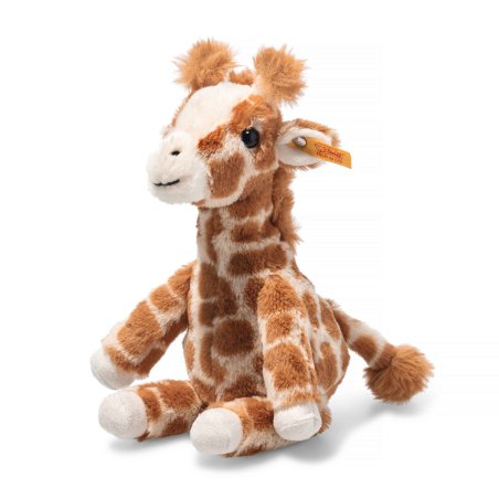 Steiff Friends Kuscheltier Giraffe Gina aus beige-braunem Plüsch mit dunklen Knopfaugen und hellen Hufen