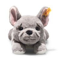 Steiff Friends Französische Bulldogge Brie aus grauem Plüsch mit schwarzen Knopfaugen und den typischen Falten