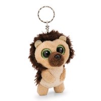 Nici GLUBSCHIS Schlüsselanhänger Igel Spikki Spike aus braunem und beigem Plüsch mit grünen Glitzeraugen