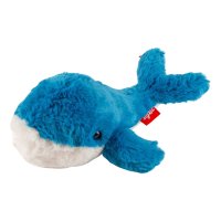 sigikid Flauscherie Wal Schlenkerkuscheltier aus blauem und weißem Plüsch mit dunklen Knopfaugen