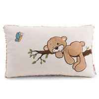 rechteckiges NICI Kissen Teddybär Finni karamell, Vorderseite mit Applikation