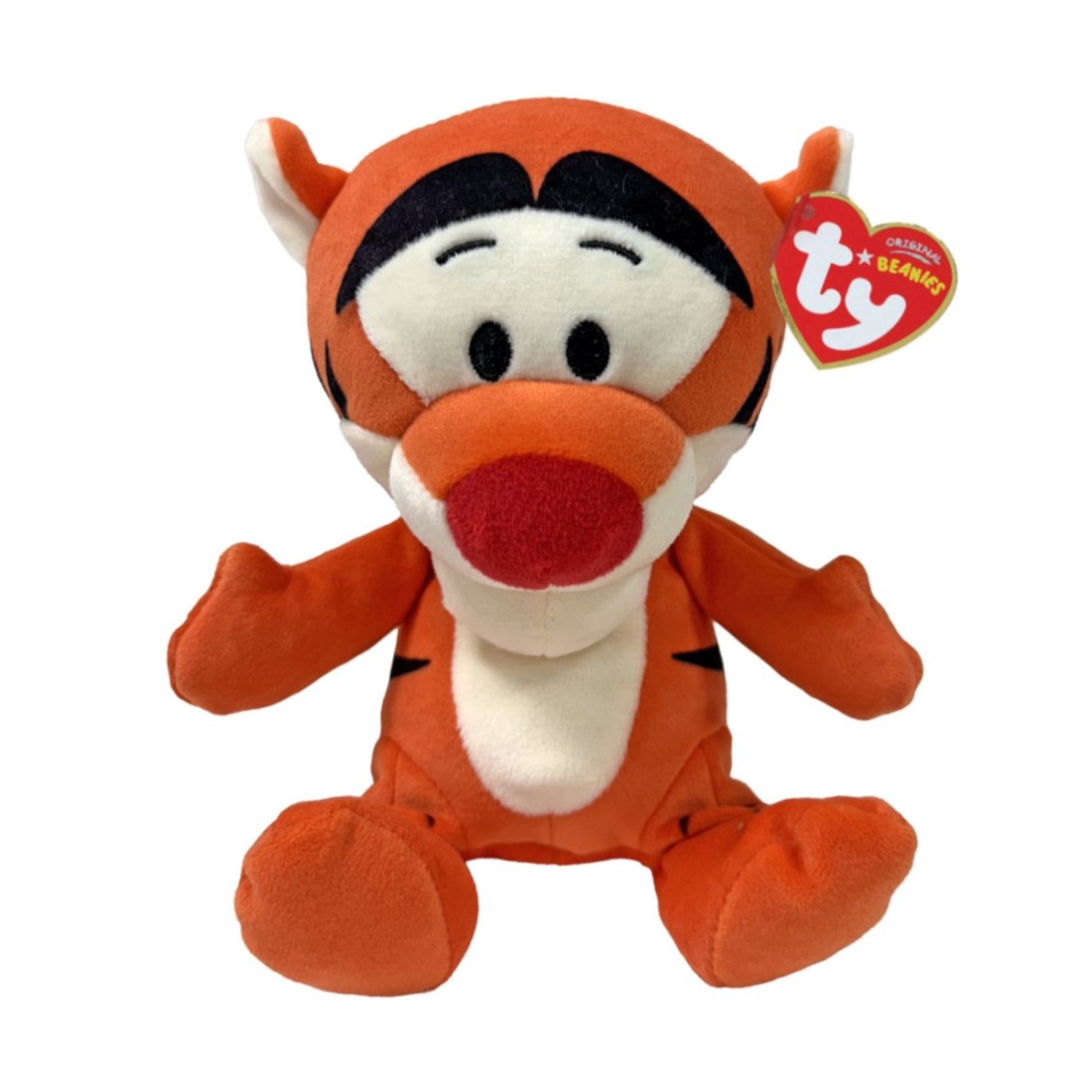 Ty Disney Tiger Tigger Kuscheltier aus streichelweichem, orangem Kurzflorplüsch mit hellen Abzeichen