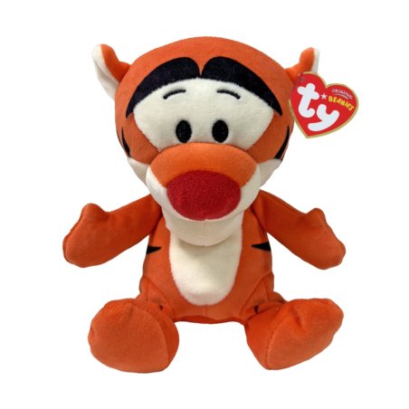 Ty Disney Tiger Tigger Kuscheltier aus streichelweichem, orangem Kurzflorplüsch mit hellen Abzeichen
